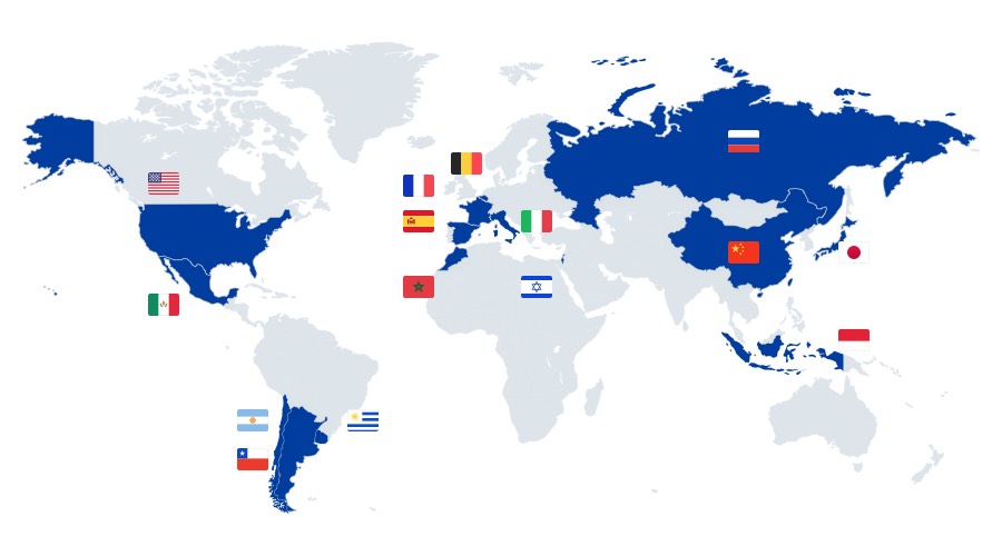 mappa degli Istituti Danone nel mondo